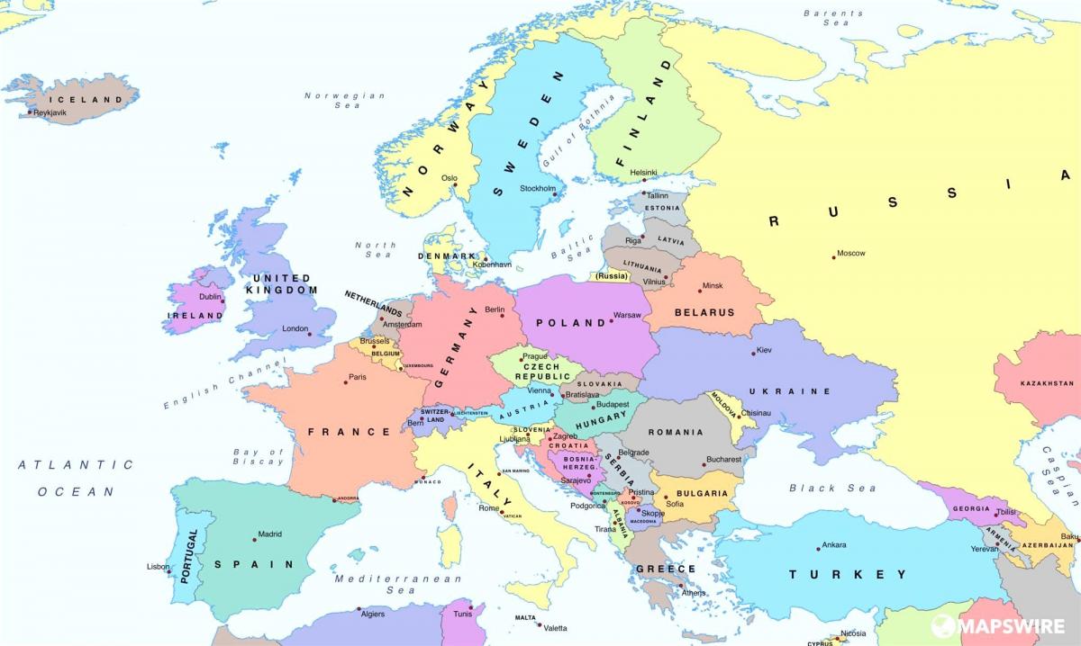 mapa europa erakusten austria