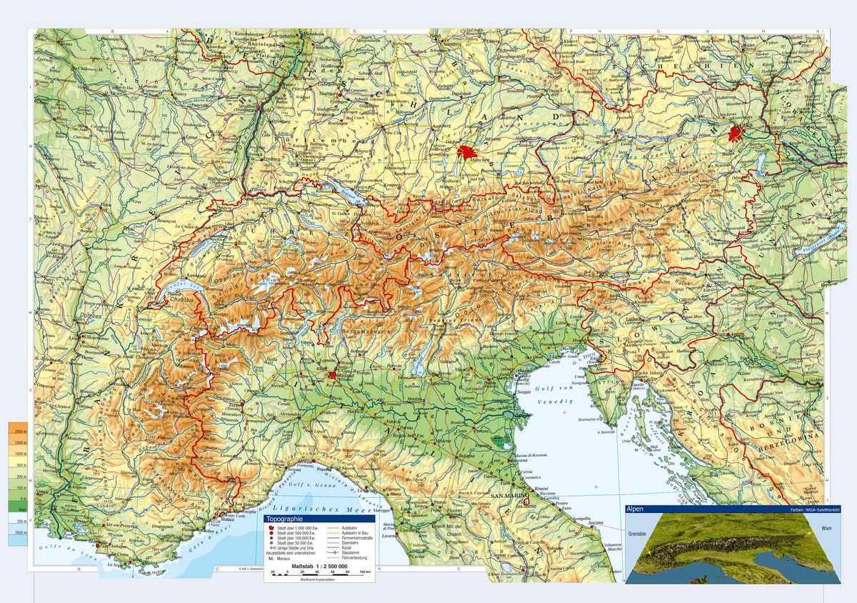 mapa topografikoak austria