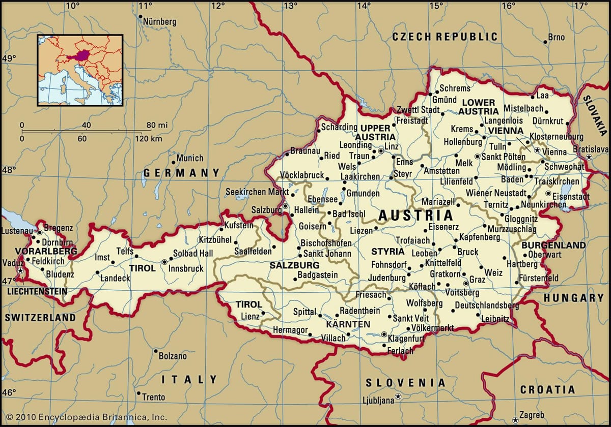 mapa gazteluak austria