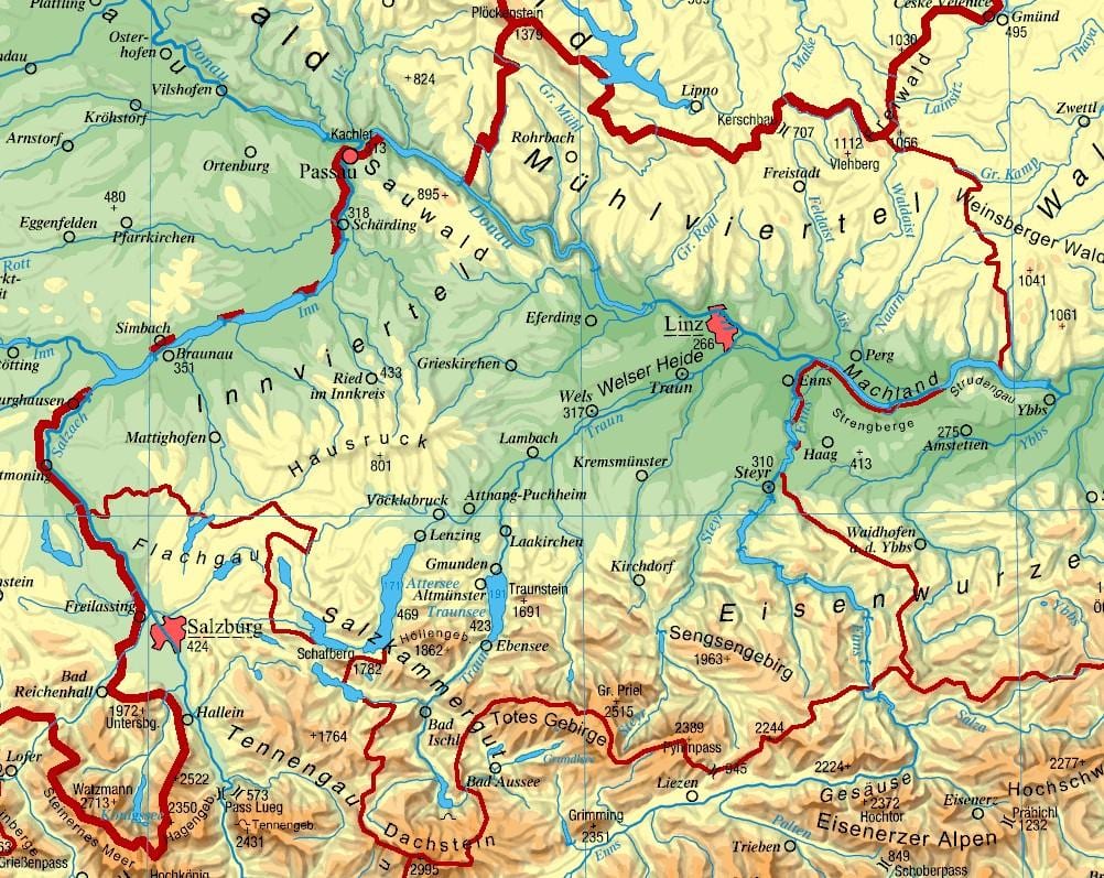 mapa upper austria