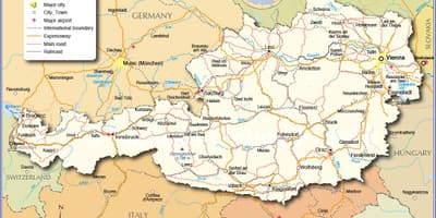 Mapa austria hiri eta herrietan