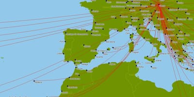 Austriako airlines hegaldi mapa