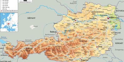 Mapa fisikoa mapa austria